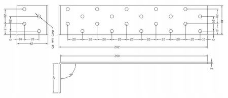 [KK-01] Stahlanker zum Einbetonieren  für Bauwesen Montage 40 x 200 x 40 x 2 mm