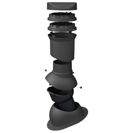 Niedriger Entlüfterkamin DN125 mm für Betondachziegel, Dachziegel - Dachdurchführung für Dachlüftung, 325 mm hoch