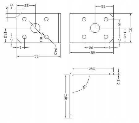 [KL-01] Tischlerei Winkelverbinder für Bauwesen Montage 50 x 50 x 35 x 2,5 mm