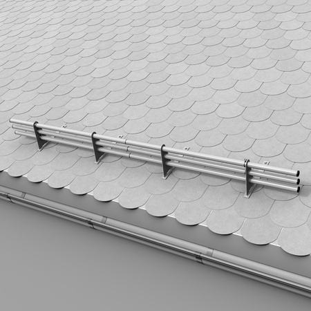 Komplettes 3-Rohre Schneefangrohr für Trapezblech, Dachpappe/Bitumen, Bitumenschindeln (Shingles), EPDM/PVC