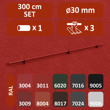 Komplettes 1-Rohr Schneefangrohr für Trapezblech, Dachpappe/Bitumen, Bitumenschindeln (Shingles), EPDM/PVC