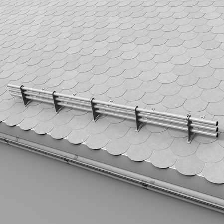 Komplettes 3-Rohre Schneefangrohr für Trapezblech, Dachpappe/Bitumen, Bitumenschindeln (Shingles), EPDM/PVC