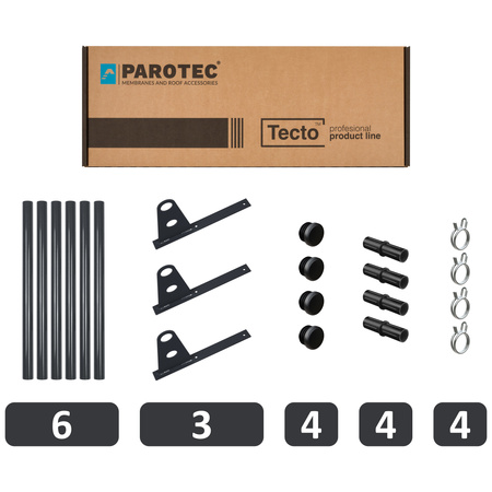 Komplettes 2-Rohre Schneefangrohr für Trapezblech, Dachpappe/Bitumen, Bitumenschindeln (Shingles), EPDM/PVC