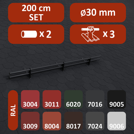 Komplettes 2-Rohre Schneefangrohr für Trapezblech, Dachpappe/Bitumen, Bitumenschindeln (Shingles), EPDM/PVC