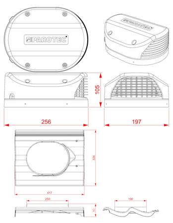 Dachfläche Entlüfter Parotec für Beton Dachsteine