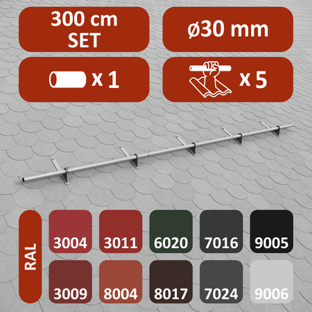 Komplettes 1-Rohr Schneefangrohr für Trapezblech, Dachpappe/Bitumen, Bitumenschindeln (Shingles), EPDM/PVC