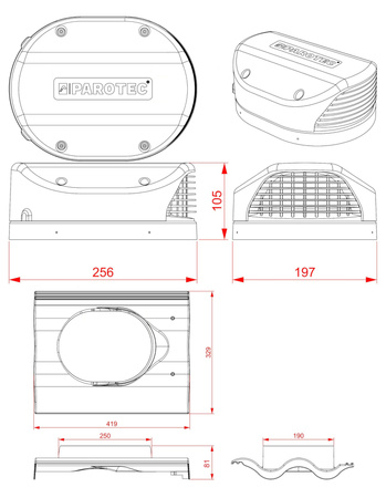 Dachfläche Entlüfter Parotec für Beton Dachsteine